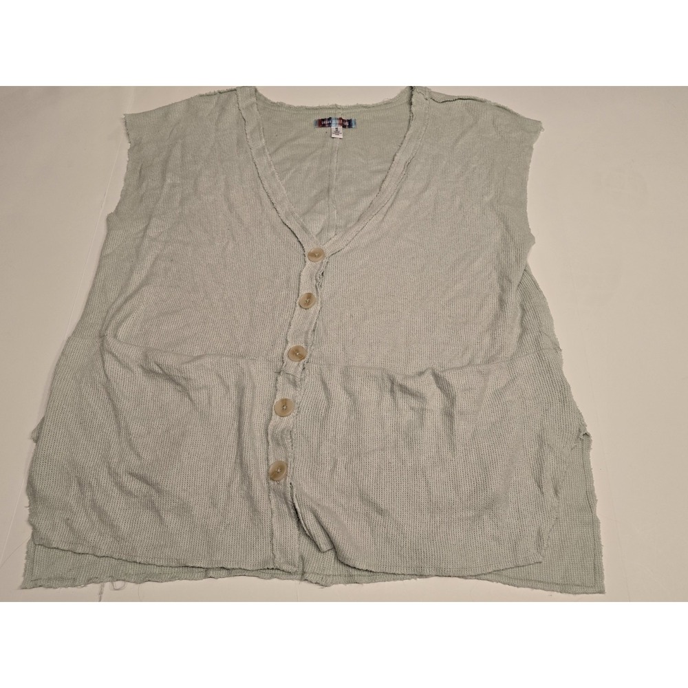 Urban Outfitters Grey Button Knit Sweater Vest Womens‎ M Pockets Frays